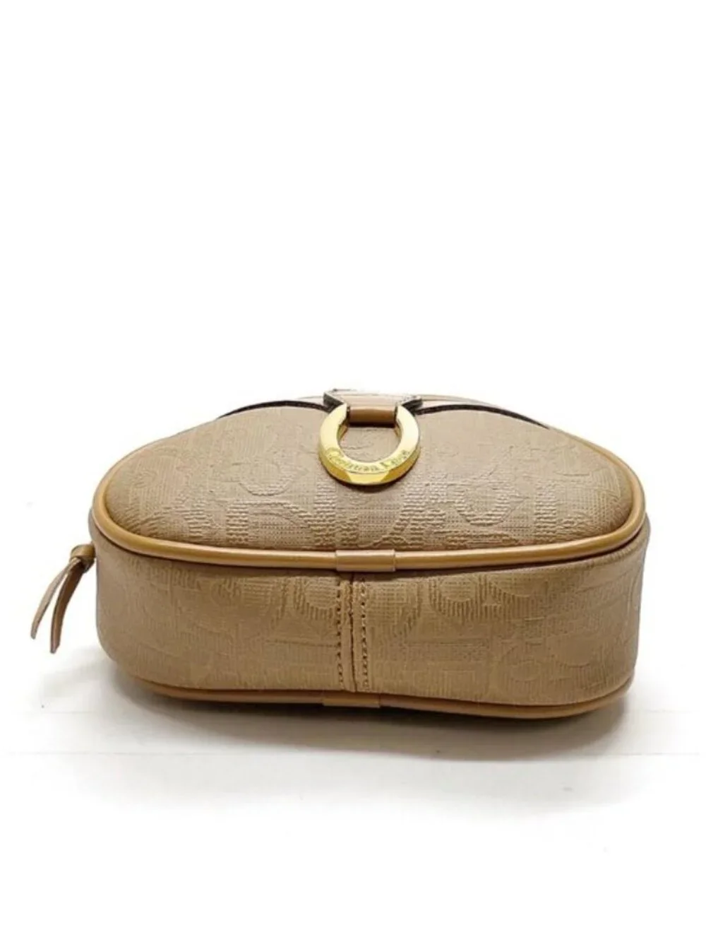 Authentic Christian Dior Trotter Canvas Cosmetic Pouch Beige Zip Makeup Case Vin